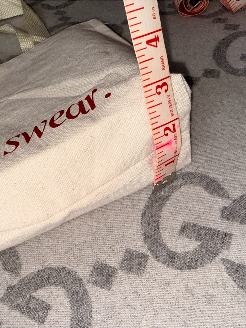 NWOT Beige Small Canvas Tote with Red Script - Picture 8 of 8